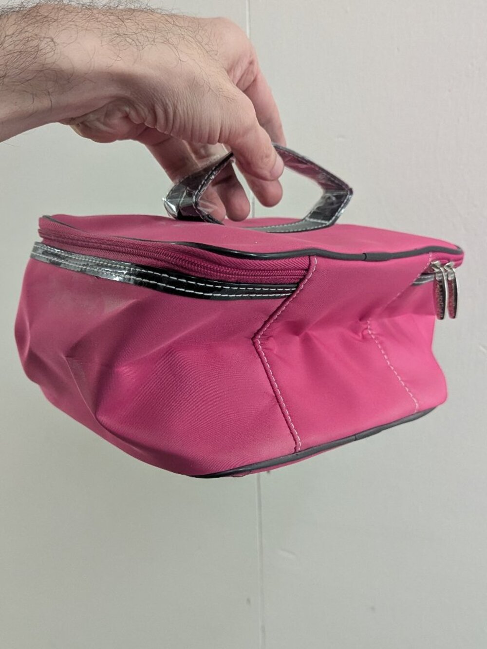 Lancome pink and black makeup pouch